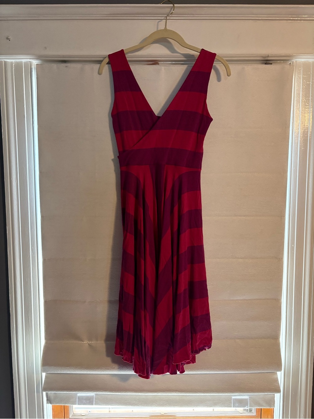 Sleeveless Striped Midi Dress in Fuchsia and Plum - Picture 2 of 6